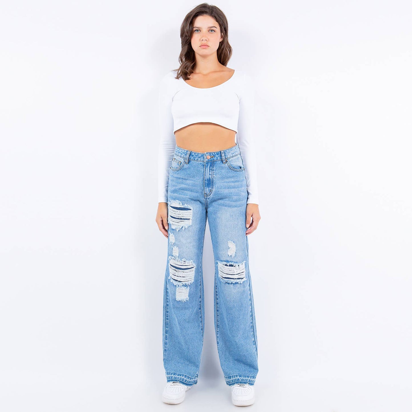 WIDE LEG RELEASED HEM JEANS-RJH9187